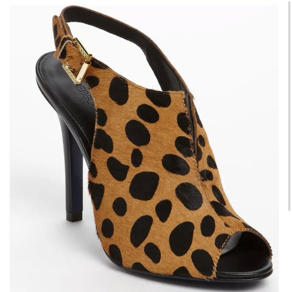 Rebecca Minkoff Leopard Calf Hair Heels Size 6 1/2 M - Picture 2 of 8
